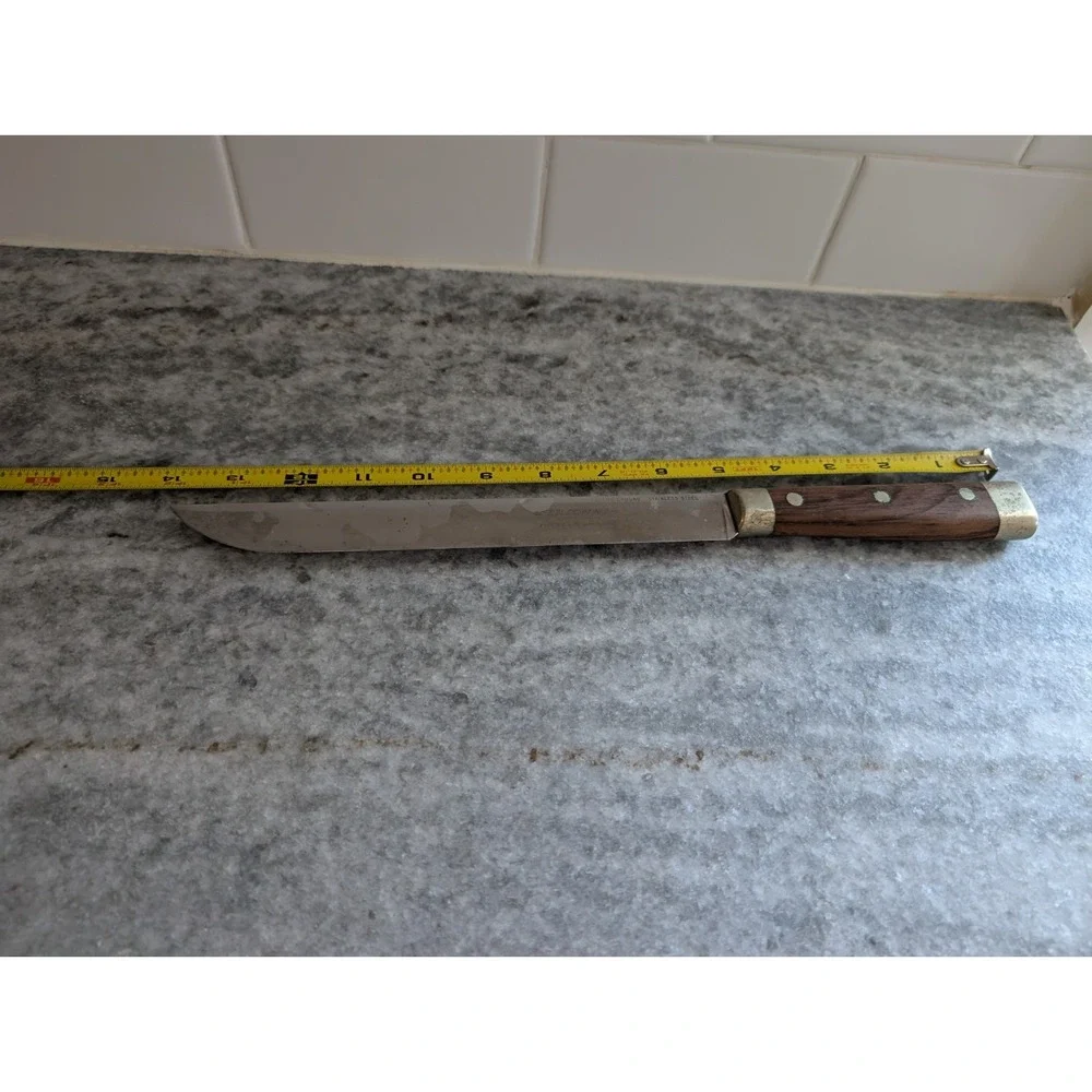 Vintage Hollow Ground PERSONNA Carving Knife W/ Inlaid‎ Wood Handle 12